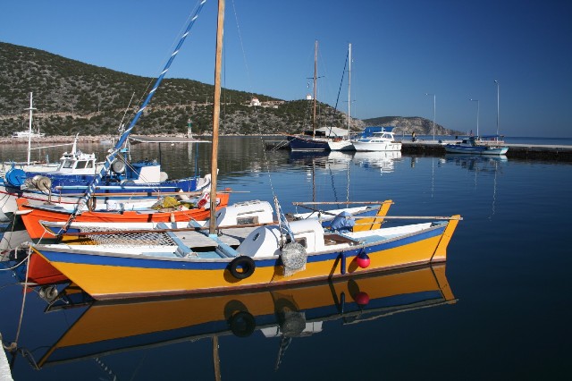 Colourful leisure craft at Limani 